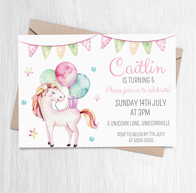 Party Unicorn Kids Party Invitation (Digital)